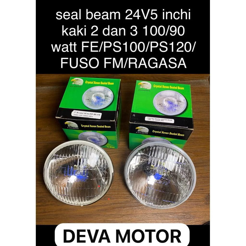 seal beam/sealed beam/headlamp/lampu depan 24V 5 inchi kaki 2 dan 3 100/90 watt COLT DIESEL PS100 12