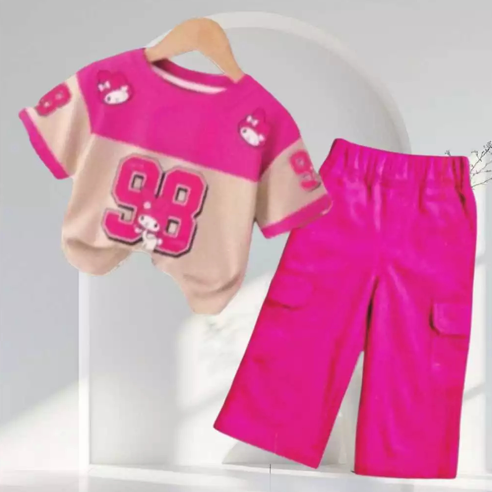 SETELAN BAJU JERSEY ANAK PEREMPUAN CELANA CARGO VIRAL USIA 1-12 TAHUN ONE SET CEWEK