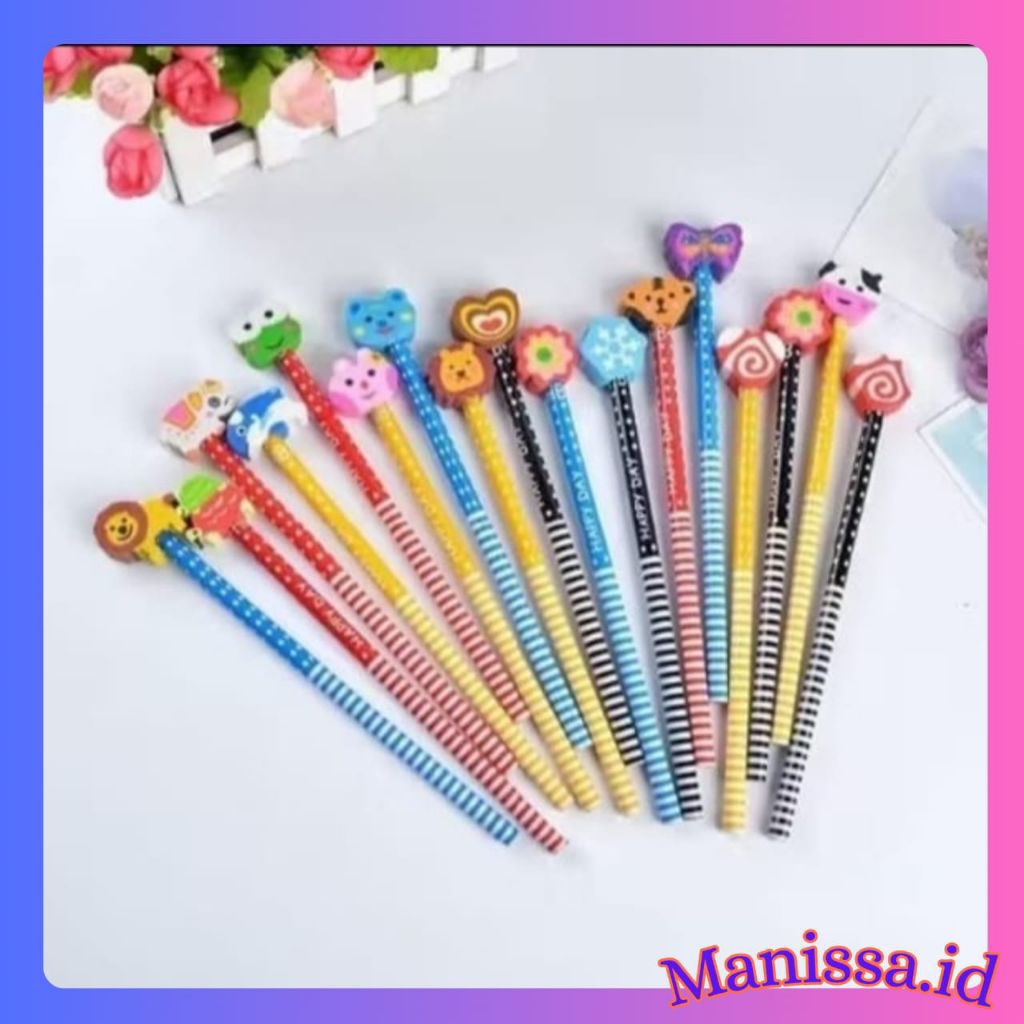 Pensil Penghapus Karakter/ Pensil Penghapus Warna Warni