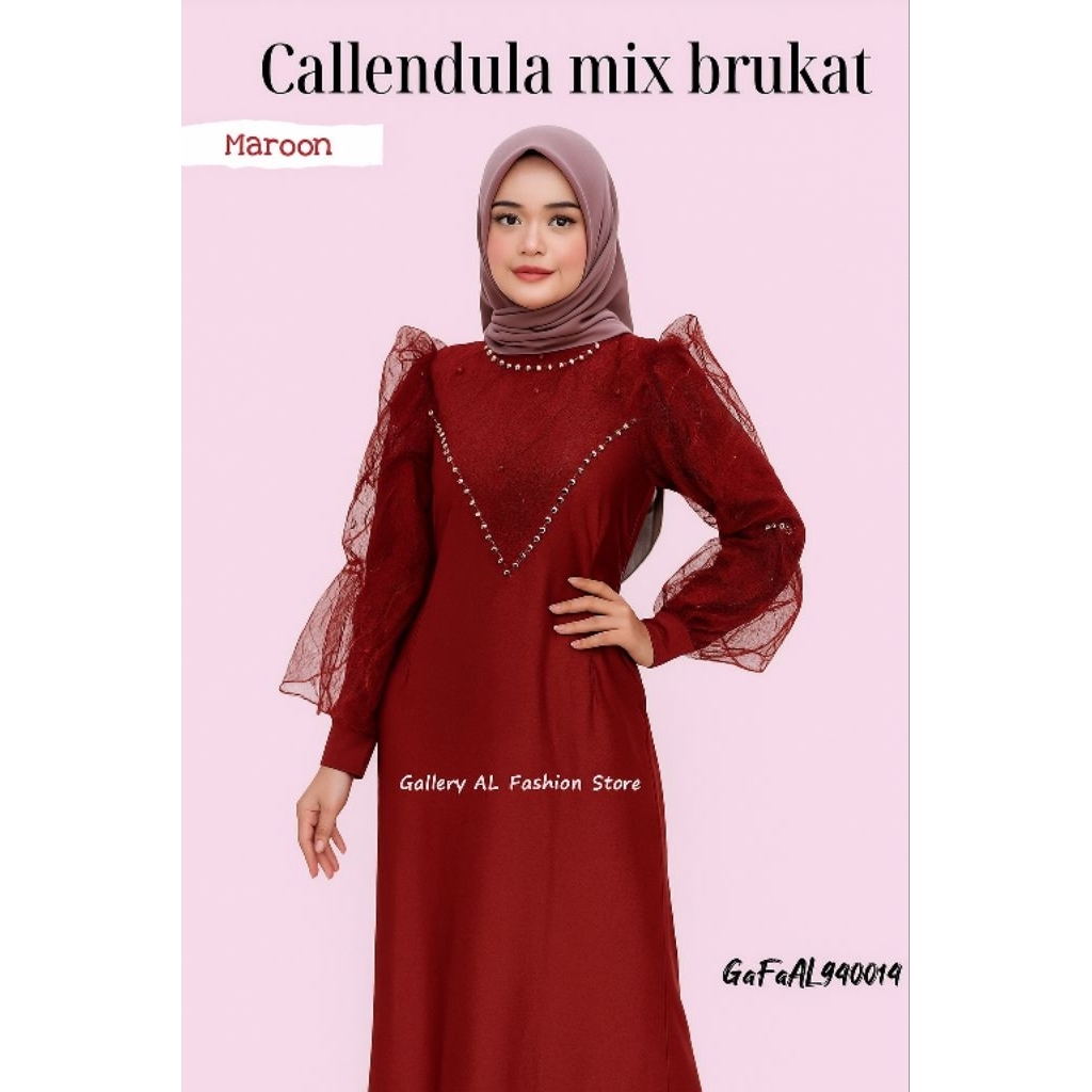 Dress Calendulla Mix Brukat/ Dress Simple/ Dress Kondangan/ GAFAAL940014