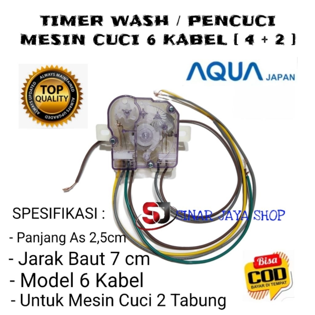 TIMER WASH 6 KABEL MESIN CUCI AQUA 2 TABUNG - TIMER MESIN CUCI AQUA 2 TABUNG