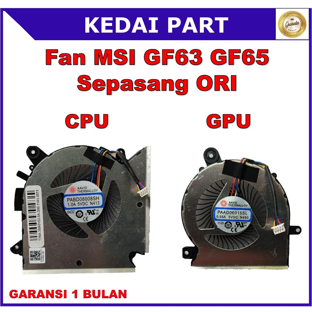 Fan MSI MSI GF63 GF65 9RCX-818 9SC-066 8SC-030 Thin Sepasang ORI
