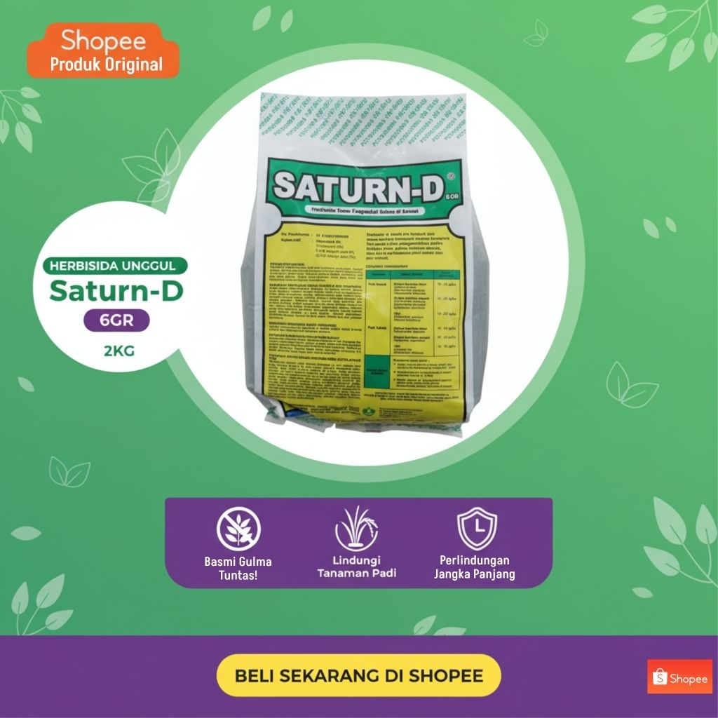 Herbisida SATURN-D 6GR 2Kg - Herbisida Tabur Selektif Padi Sawah Tuntas Gulma