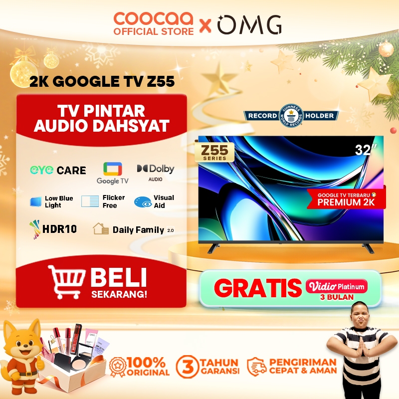 [TERBARU] COOCAA TV 32 inch Z55 - Google TV - Eye Care 5.0 - Dolby Audio - HDR10 -  (COOCAA 32Z55)