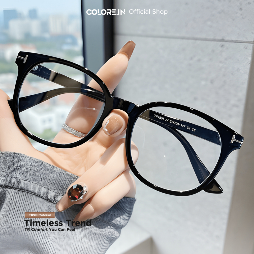 Colore.in Kacamata Minus Photocromic Unisex Lensa Blueray Bluecromic Bahan TR90 Kekinian TR1361