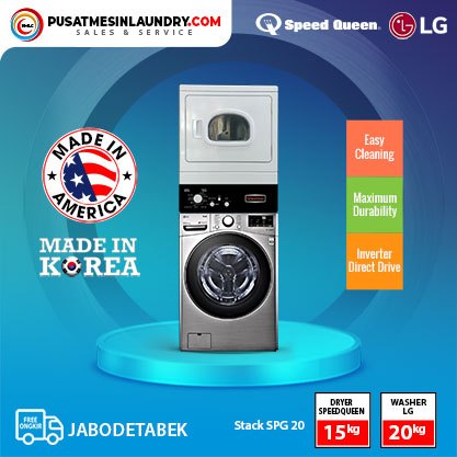 Stack Washer LG 20 Kg & Dryer Speedqueen 15 Kg Non Coin