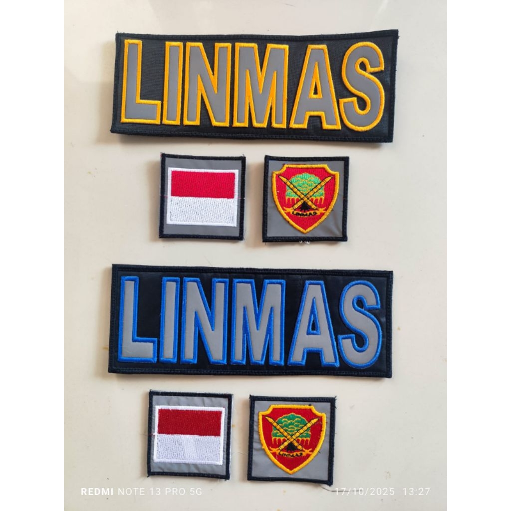 LOGO BORDIR LINMAS | BORDIR LOGO LINMAS VARIAN KUNING/BIRU