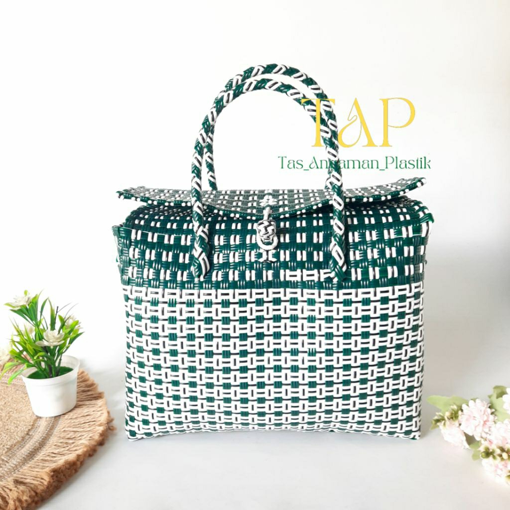 Tas Keranjang Wanita Souvenir Keranjang Tutup Anyam Plastik Tas Jali Tutup Atas Tas Jali Tutup Jumbo