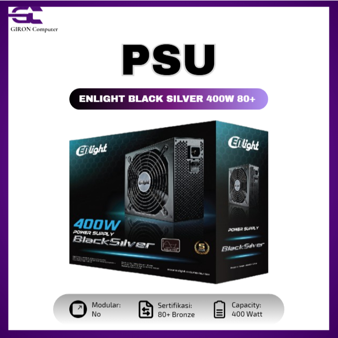 PSU Enlight Black Silver 400 Watt 80+ Bronze