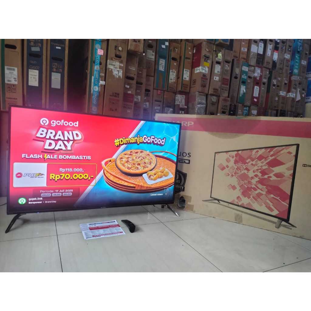TV LED SHARP 45IN SMART TV BISA NONTON YOUTUBE DAN TV Digital Kondisi bekas masih segel 2195F