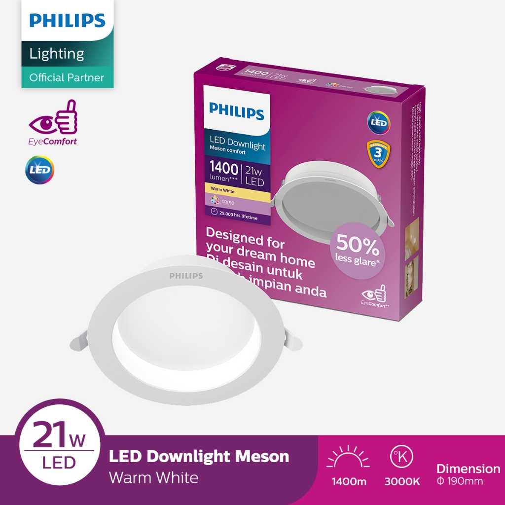 Philips Lampu LED Downlight Meson Comfort 21W 3000K Kuning