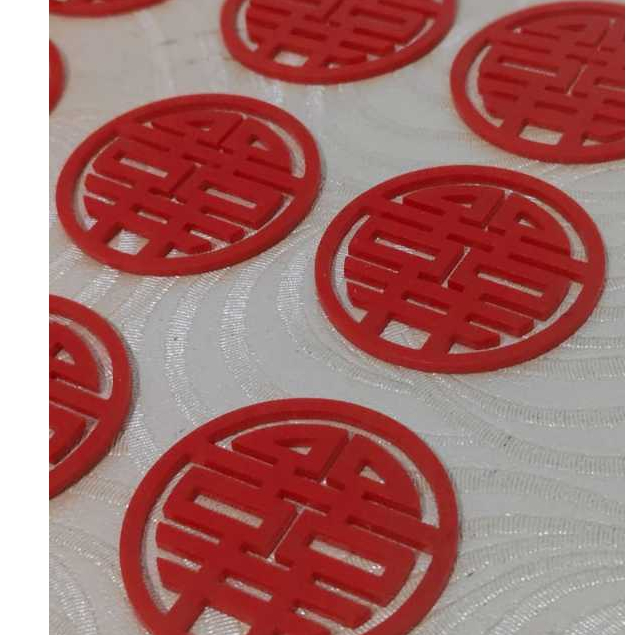 HIASAN SANGJIT AKRILIK - SHUANGXI AKRILIK SHUANG XI- Hiasan Nampan Seserahan