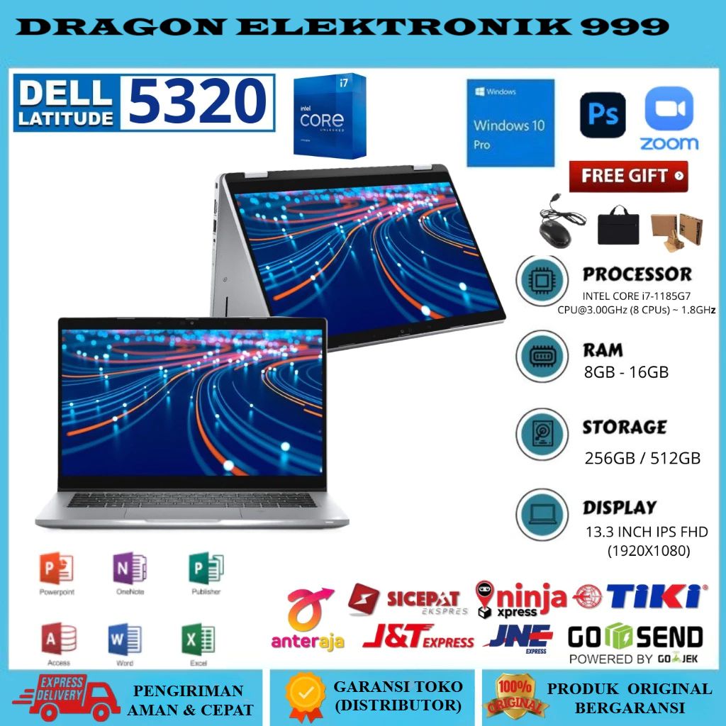 LAPTOP DELL LATITUDE 5320 2in1 TS CORE i7 GEN 11TH TOUCHSCREEN RAM 16GB SSD UP 1 TB FREE TAS