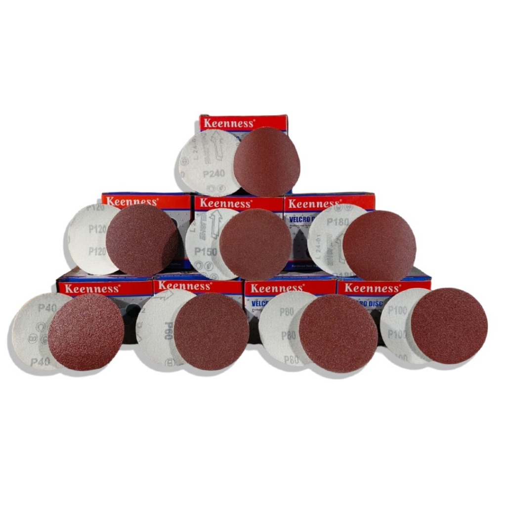 Amplas Velcro Bulat Murah 4 Inch Isi 100 Lembar – Grid 40–240 Amplas tempel kayu besi bulat