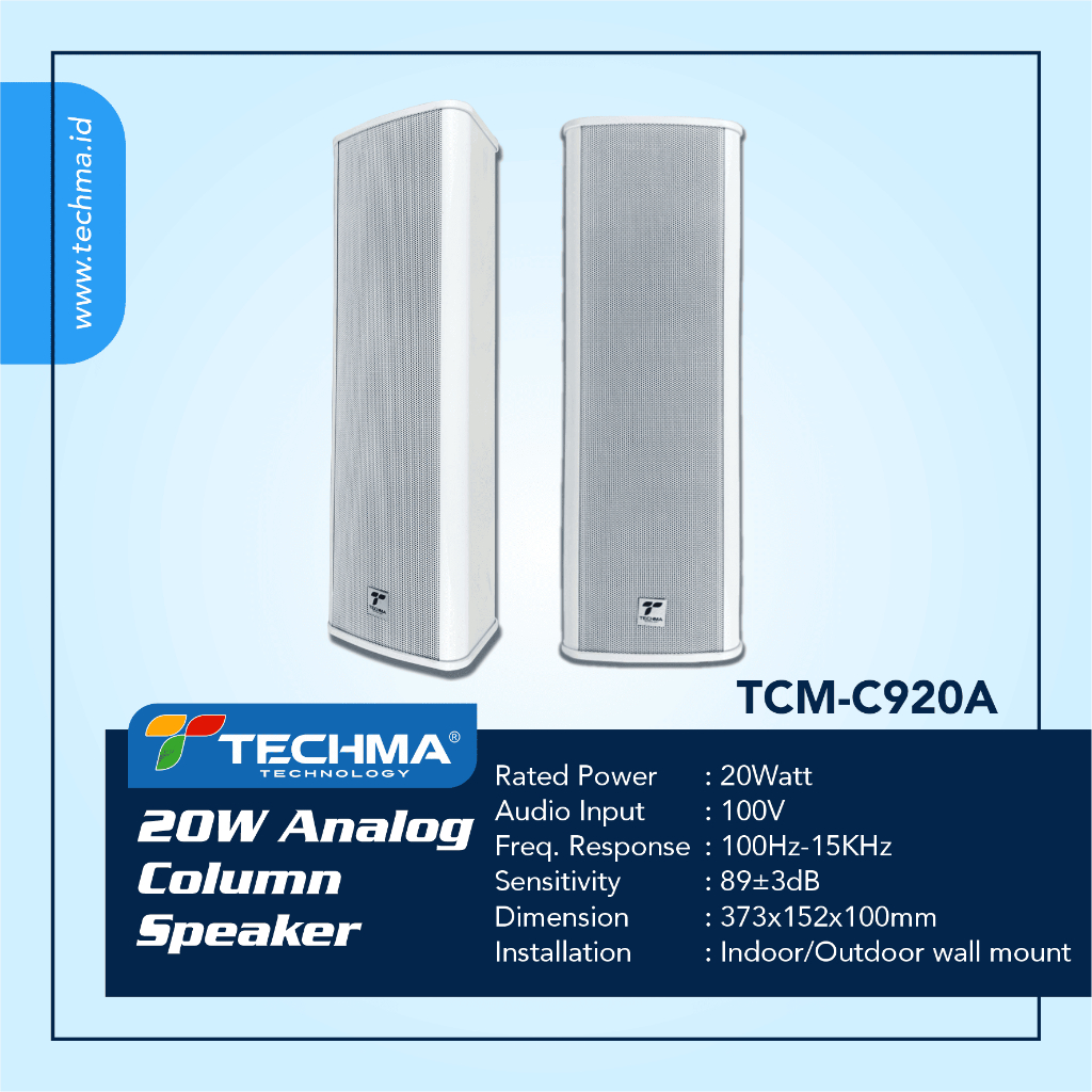 TECHMA TCM-C920A Analog Column Speaker 20Watt 1PCS