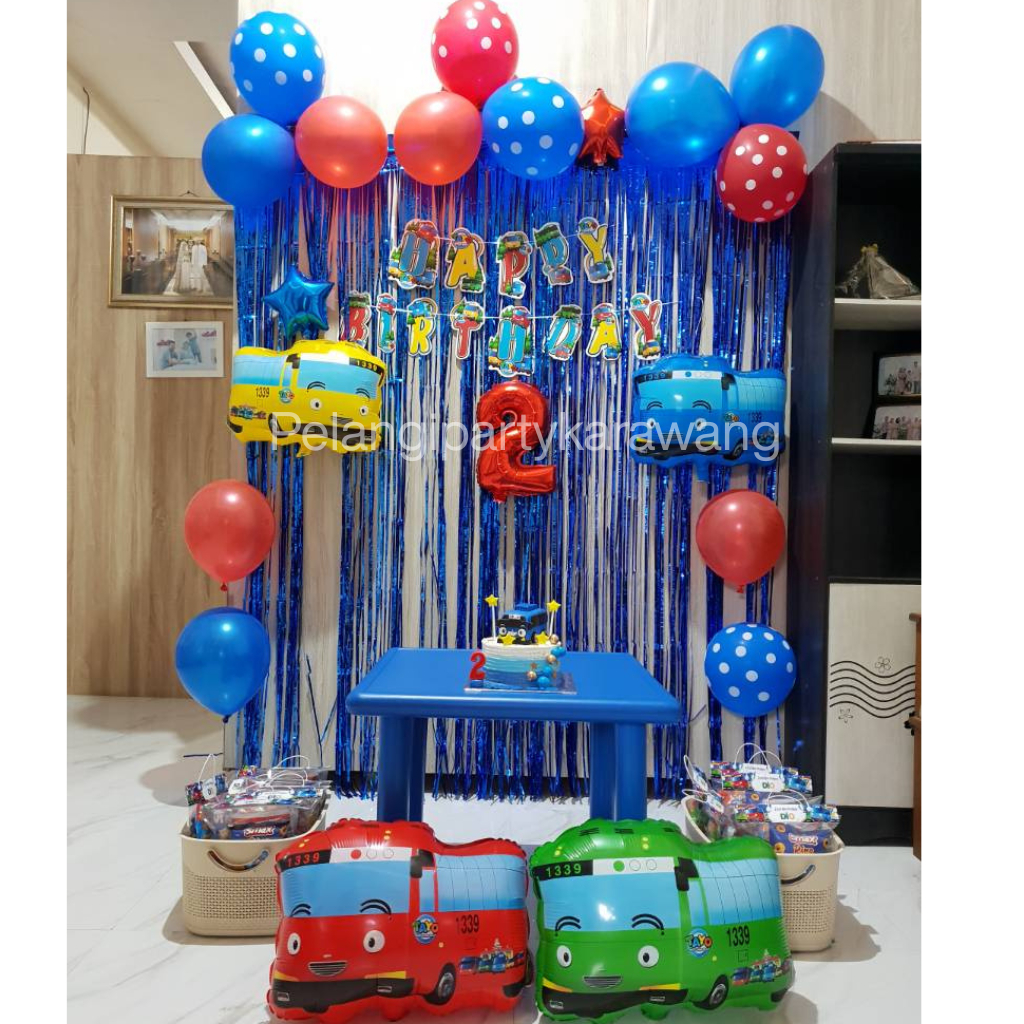 Paket Dekorasi Ulang Tahun anak laki laki karakter Mobil Bus Set Murah | Hiasan Ultah anak lengkap
