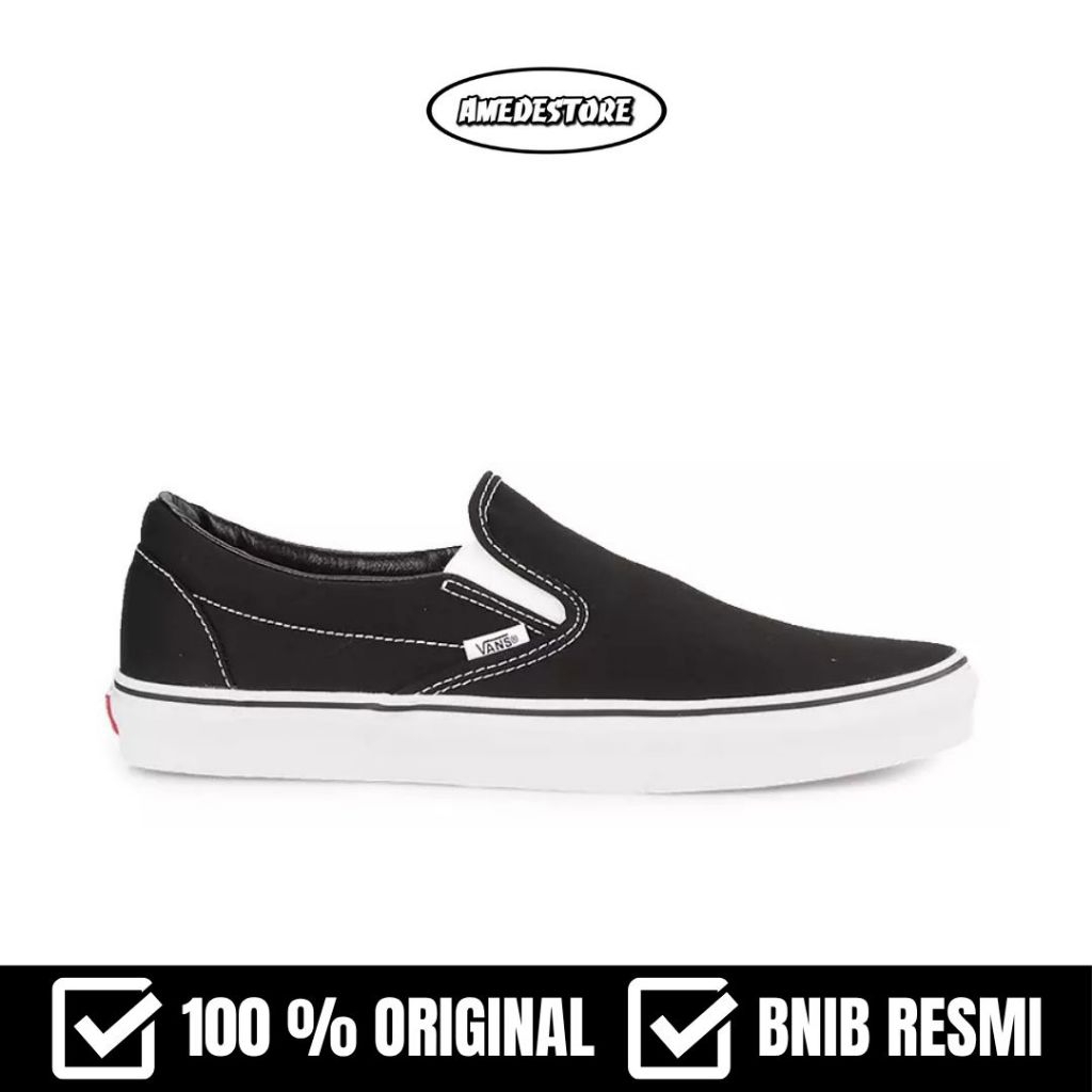 Vans Classic Slip On Black White - Resmi PT Navya
