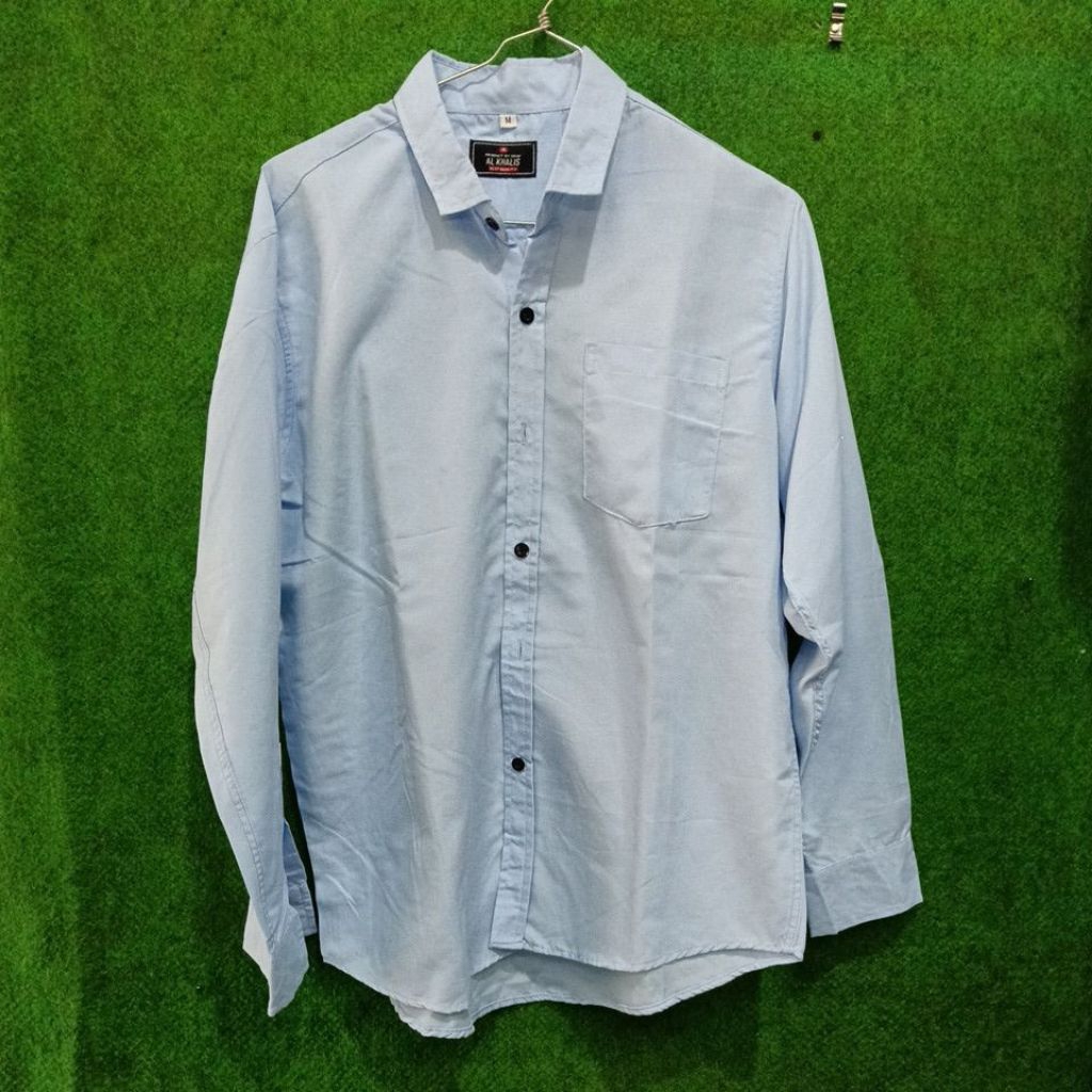 kemeja pria lengan panjang baby blue pernah dipakai