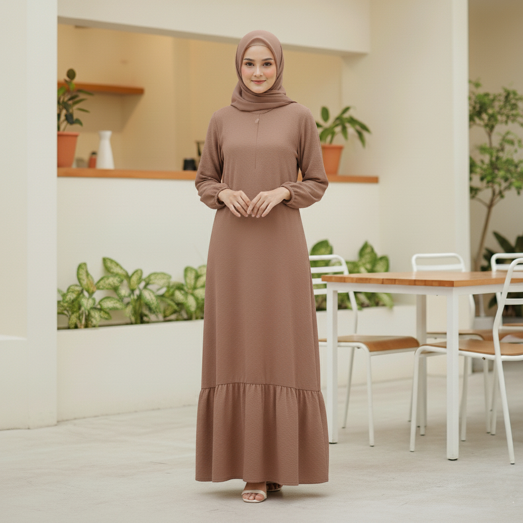 DRESS ISYANA MIULAN gamis wanita crinkle airflow nyaman, elegan terbaru