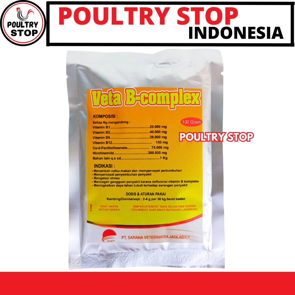 VETA B COMPLEX 100 GRAM - Multivitamin B komplek ternak ruminansia - Penambah nafsu makan ternak sap
