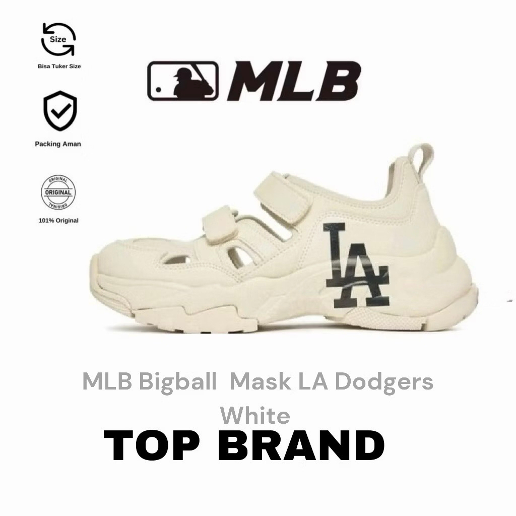 Sepatu Sandal MLB Bigball Chunky Mask LA Dodgers White Original 100%