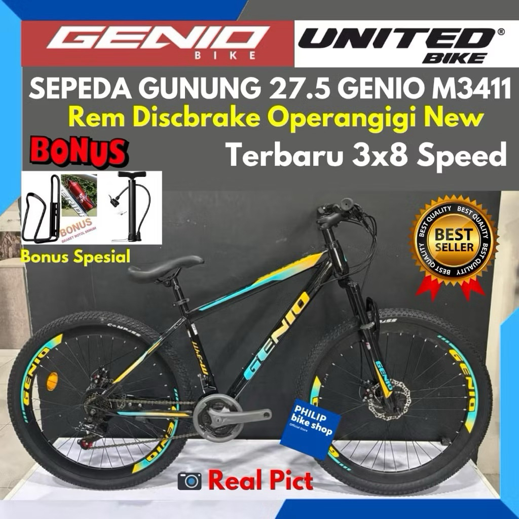 SEPEDA GUNUNG MTB 26 27,5 GENIO M341/M3411 24 SPEED NEW
