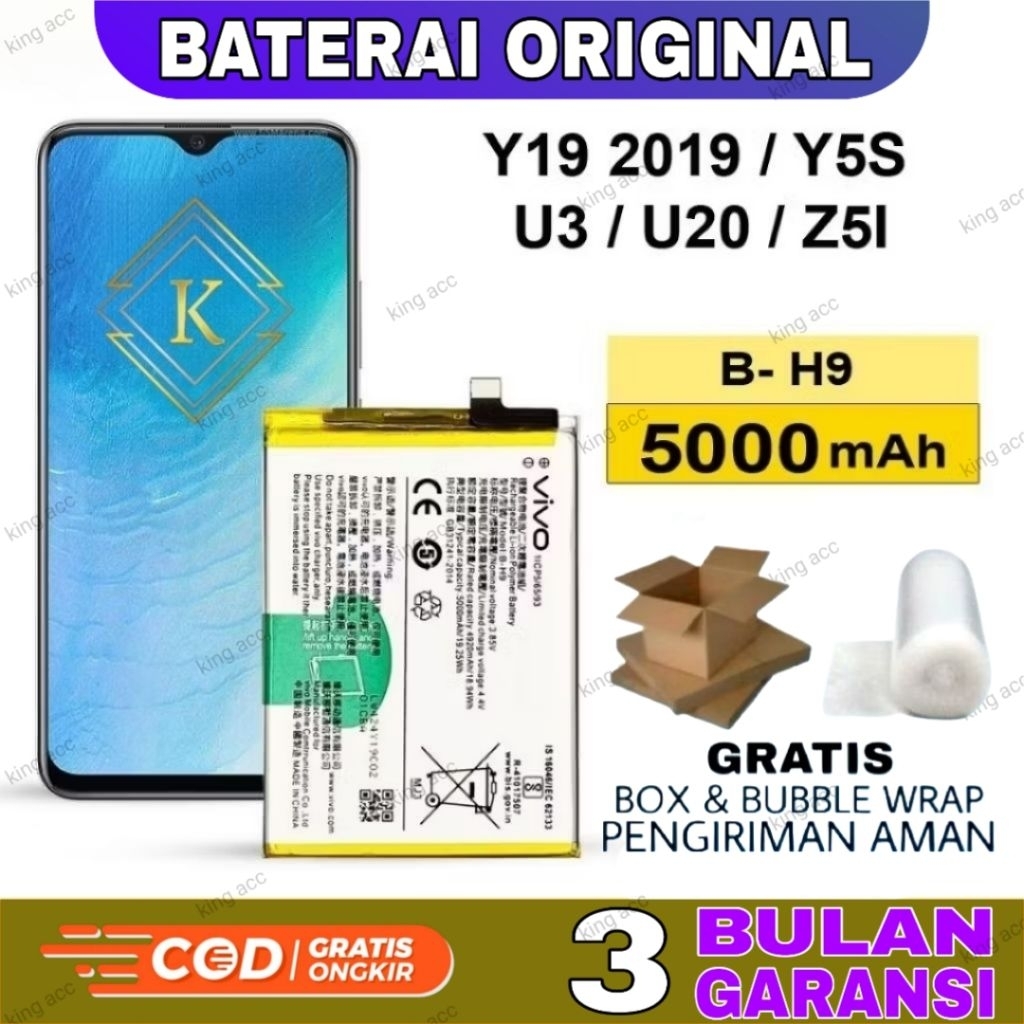 BATERAI BATRE VIVO Y19 2019 / Y5S / U3 / U20 / Z5I B-H9 ORIGINAL BATTERY