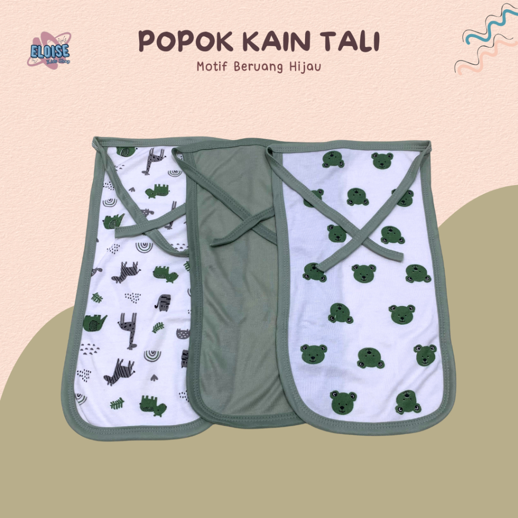 Popok Kain Bayi Newborn Series Beruang Hijau Sage Bahan Katun Premium