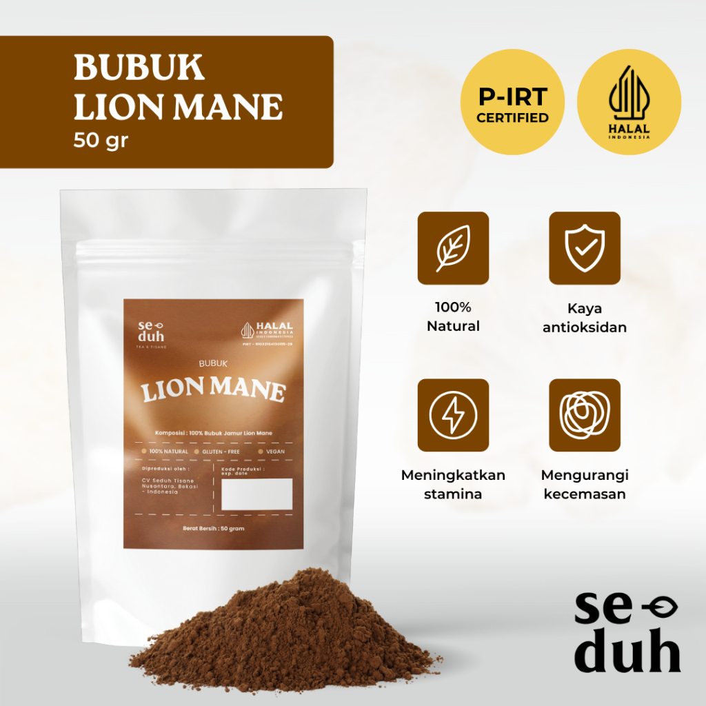 SEDUH TEA & TISANE | Bubuk Ekstrak Jamur Surai Singa / Lion's Mane Mushroom Extract Powder / Herbal 