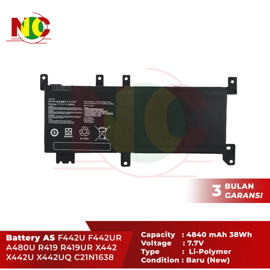 Battery AS F442U F442UR A480U R419 R419UR X442 X442U X442UQ C21N1638