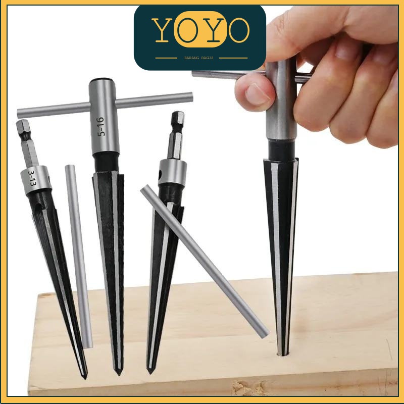 3-13mm/5-16mm Taper Reamer Manual Alat Pembesar Lubang Tapered Reamer Untuk Alat Bor Kayu Logam Plas