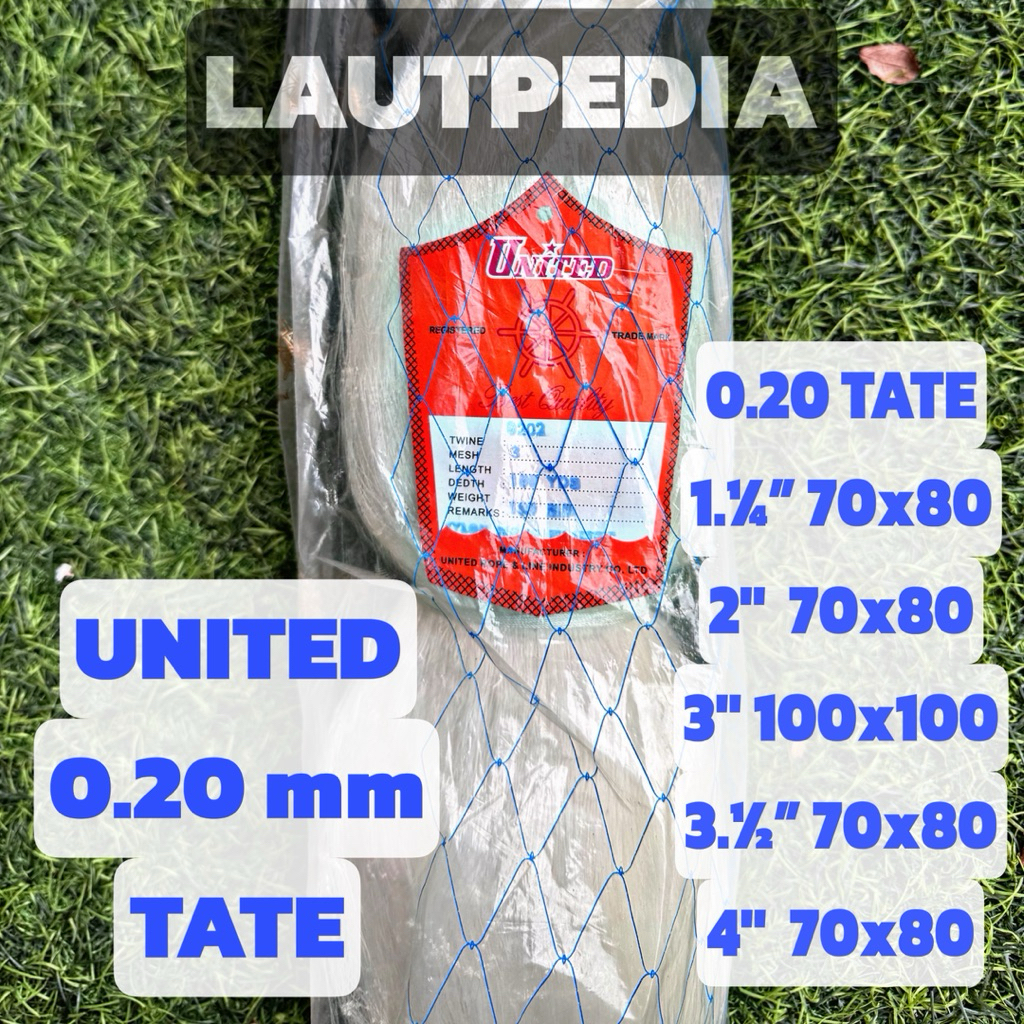 Jaring Ikan UNITED 0.20 (TATE) Ukuran tinggal Pilih - Anti Geser