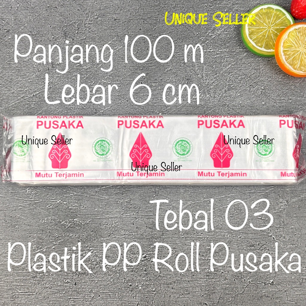 Plastik PP ROLL 6cm 6 cm Tebal 03 Panjang 100m PUSAKA Plastik Roll Pembungkus Kacang Biji Bubuk
