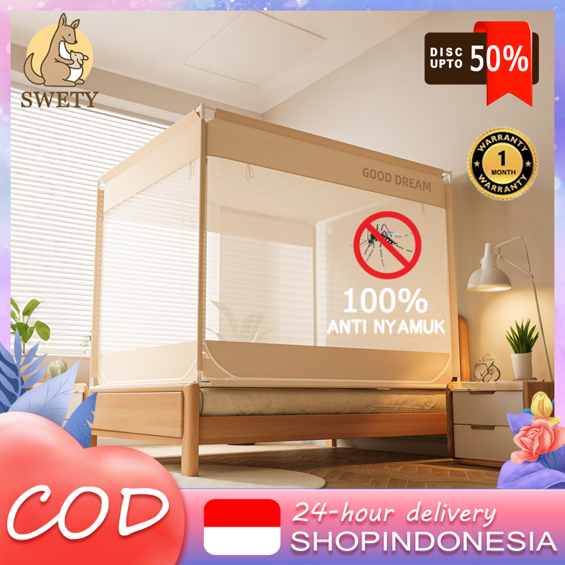 Kelambu Tidur SWETY: Kelambu Kotak Ideal untuk Tenda Bayi & Dewasa/Kelambu Lipat