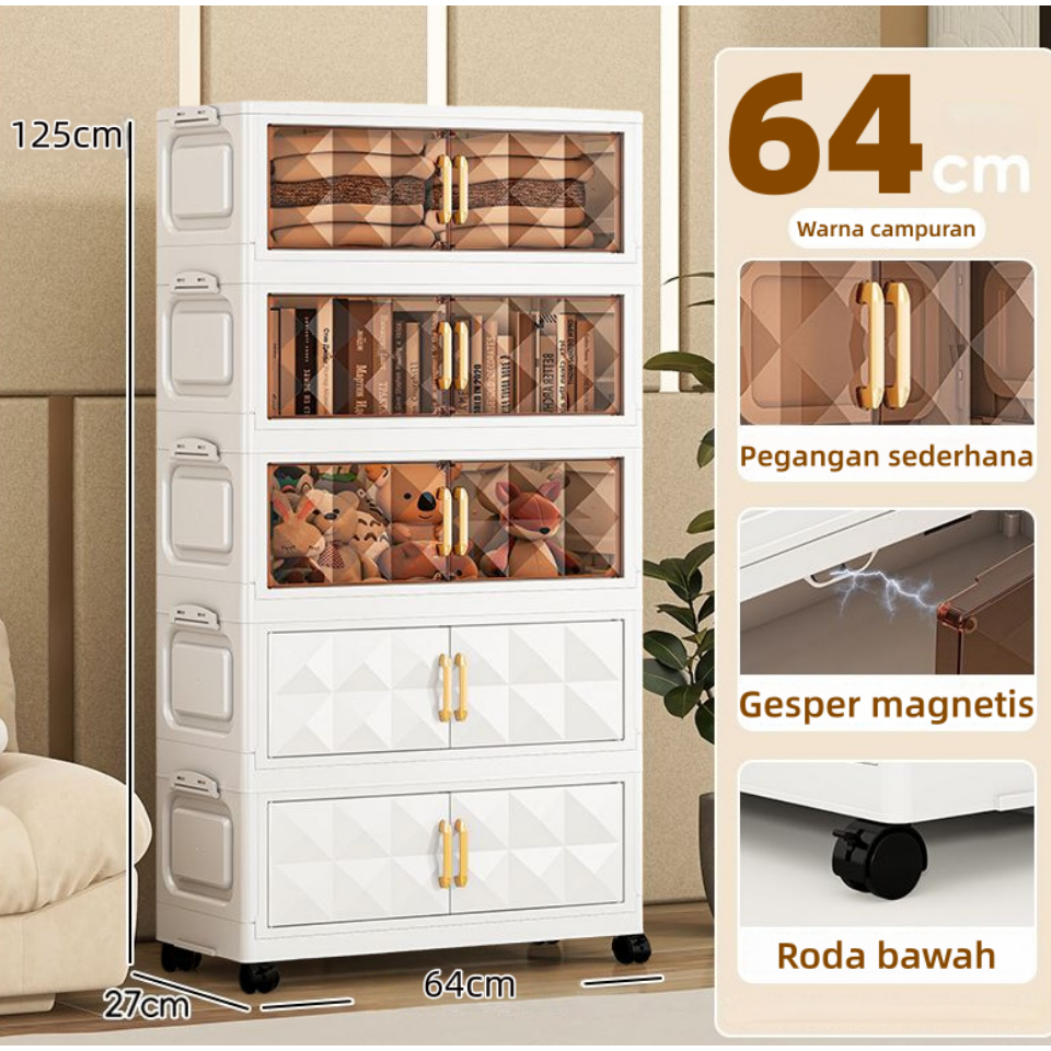 Lemari Plastik Susun Lemari Baju Multifungsi Storage Box Lemari Pakaian Rak Kabinet Susun