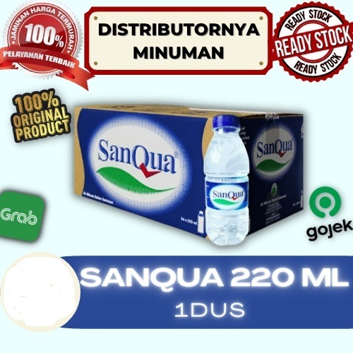 SANQUA BOTOL 220 ml, sanqua botol 1 dus, air mineral kemasan