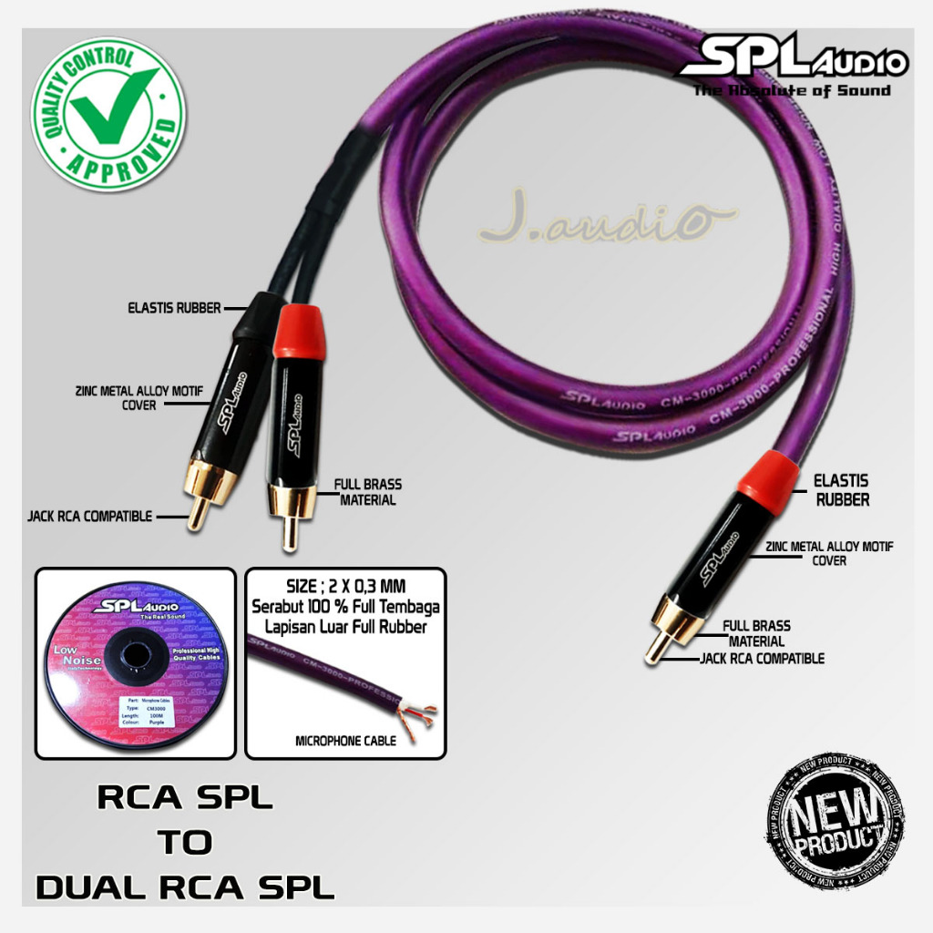 SPL AUDIO CM-3000 - Kabel audio / kabel speaker profesional 1x RCA SPL to 2x RCA SPL AUDIO - JUAN AU