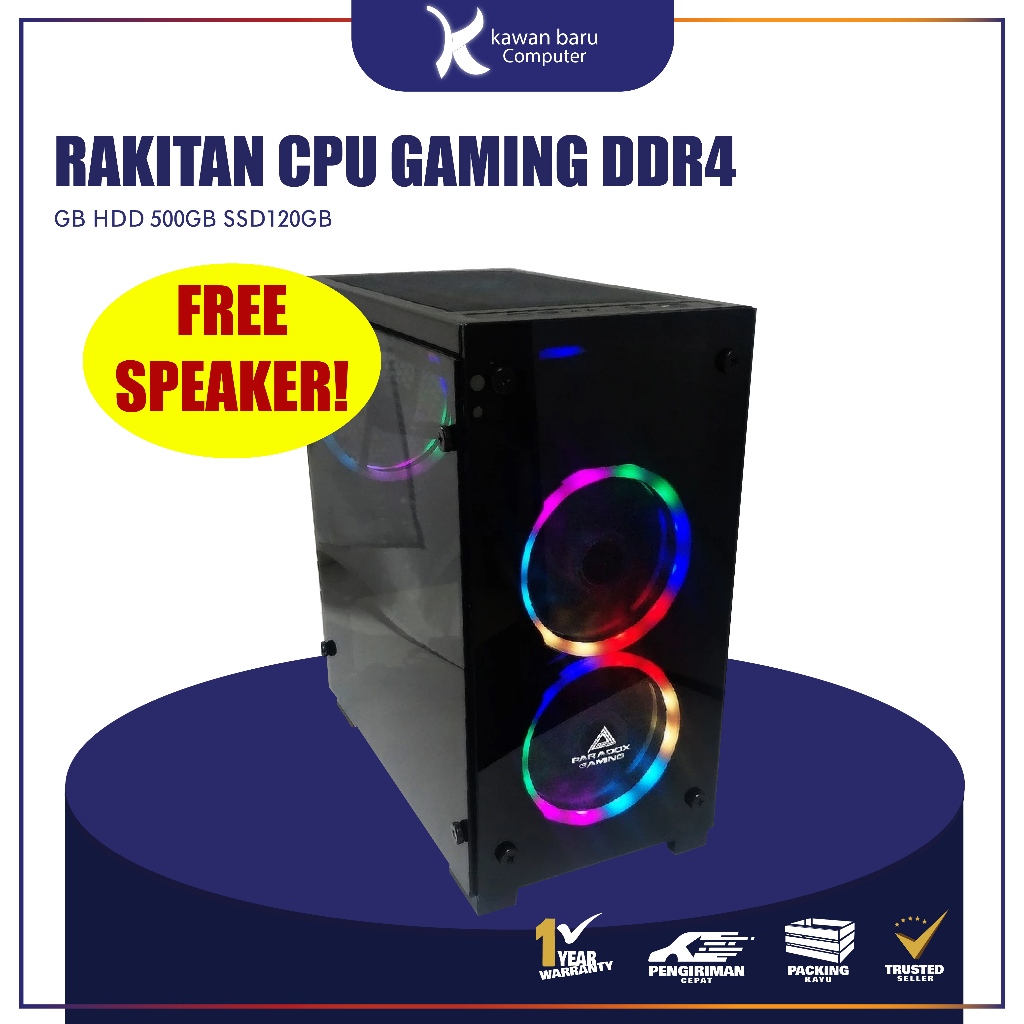 BONUS SPEAKER  RAKITAN CPU GAMING DDR4 8GB HDD 500GB SSD120GB BANDUNG