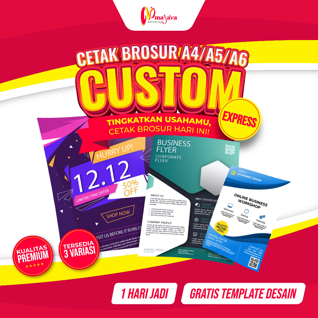 [Express] Cetak Brosur Custom - Free Template Desain Leaflet Pamflet Flyer Selebaran Ukuran A5