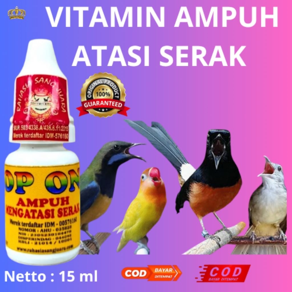 VITAMIN TOP ONE – OBAT SERAK BURUNG 15mlSolusi Ampuh Atasi Suara Serak & Gangguan Pita Suara Burung