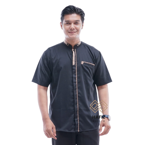 Hafiz Muslim Baju Koko Pria Lengan Pendek Kain Toyobo Modern