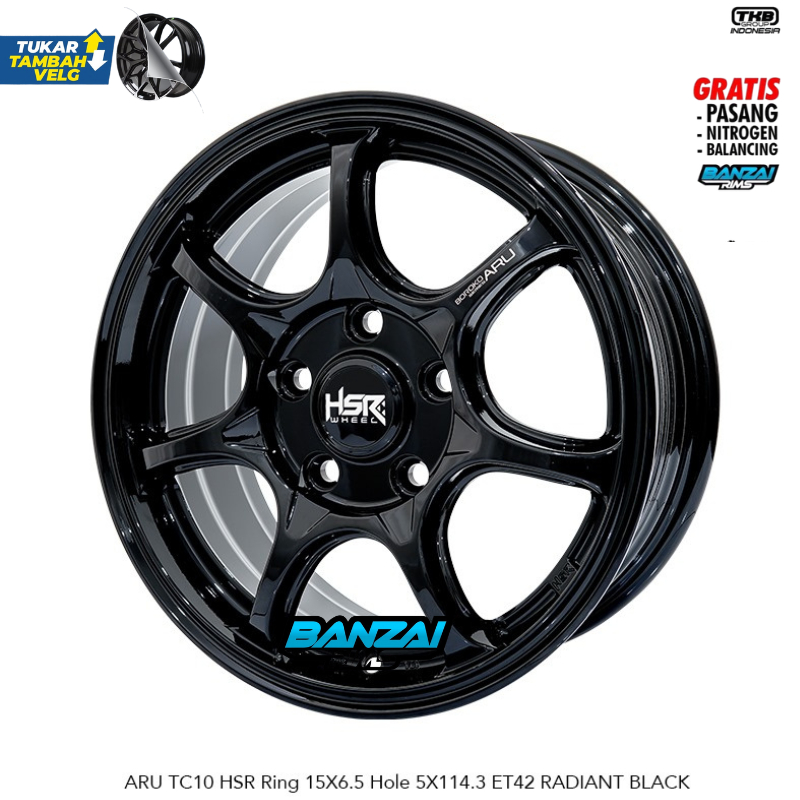 Velg Ertiga Innova Terios Rush Grandmax HSR ARU TC10 HSR Ring 15 Radiant Black