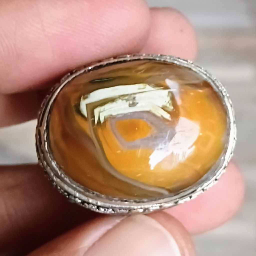 NATURAL BATU AKIK UNIK ANTIK MOTIF KEPALA BURUNG ELANG ( DIM.25 RING 8/8.5 )