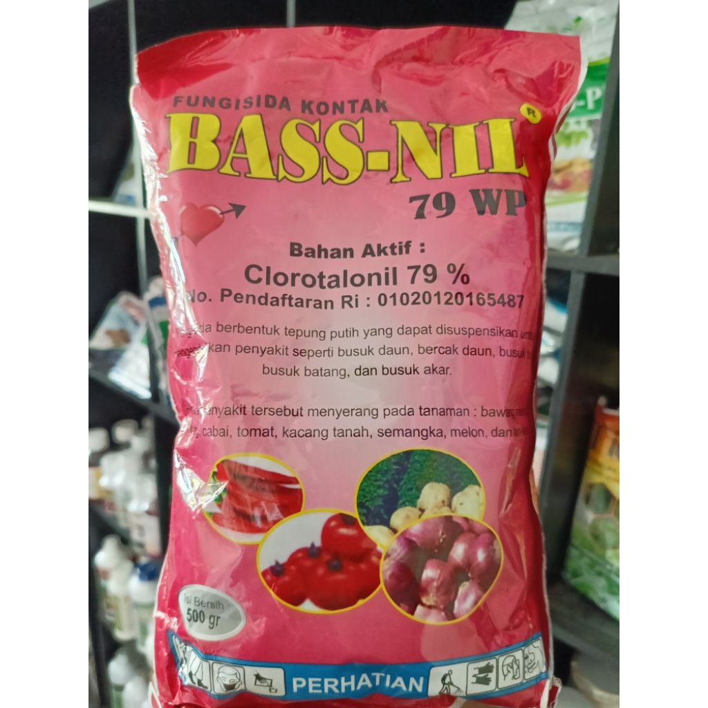 BASS-NIL 79 WP Fungisida Kontak Kemasan 1 Kg dan 500 Gram
