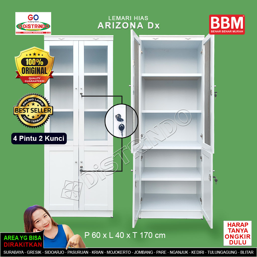 Promo Lokal - Bufet Lemari Hias Etalase Pintu Kaca + 2 Kunci Serbaguna Untuk Tas, Kosmetik, Konfeksi