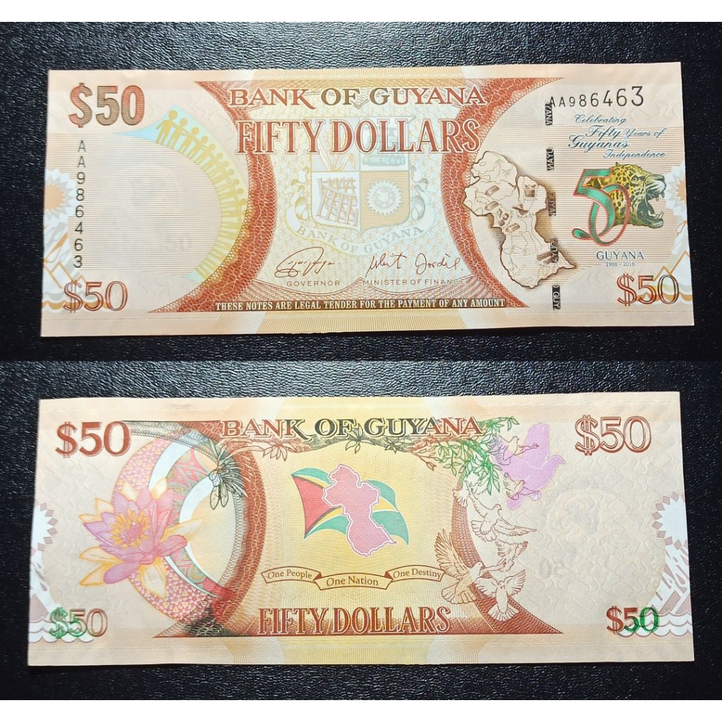 uang asing guyana 50 dollar tahun 2016 p2193