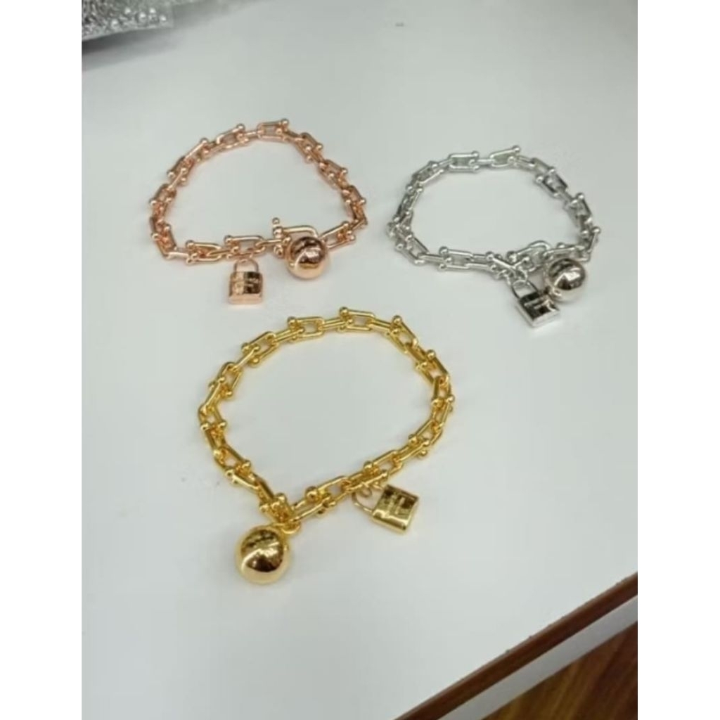 Gelang Rantai Titanium Bola + Gembok