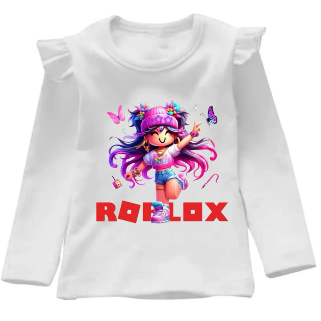 kaos anak perempuan lengan panjang/kaos lengan panjang anak perempuan/kaos anak motif roblox