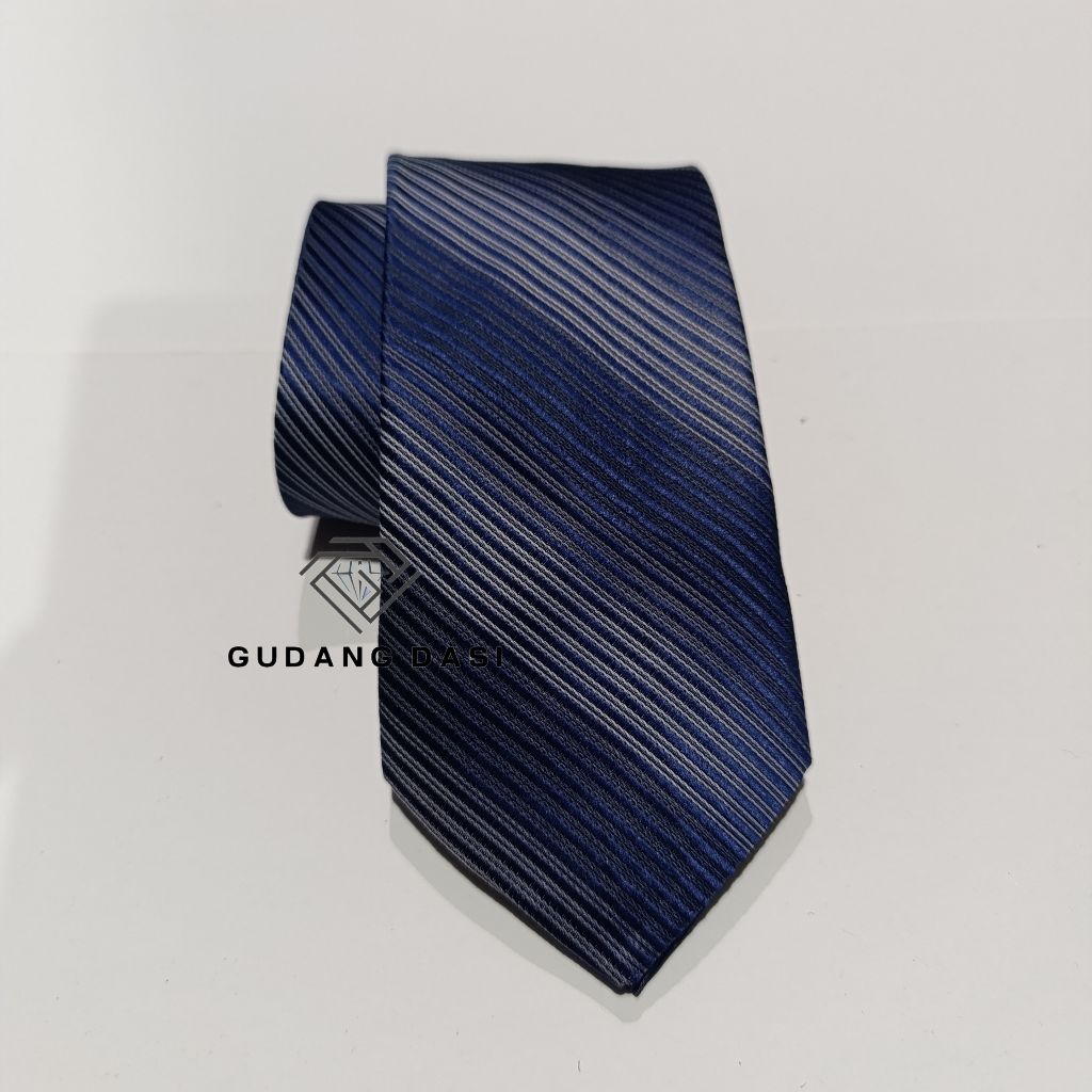 GUDANG DASI Dasi pria impor dasi motif salur ikat manual dasi biru dongker ukuran medium 3 inch