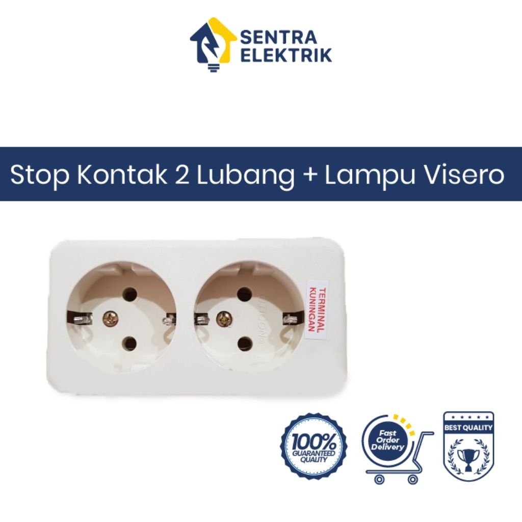 Sentra Listrik - Uticon ST128 Stop Arde / Stop Kontak 2 Lubang Warna Cream